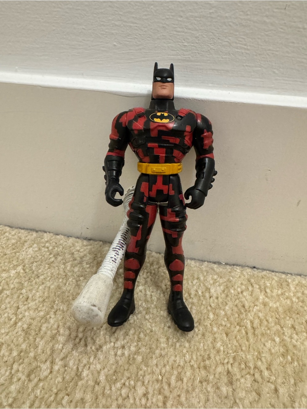 DC Batman Red & Black Camouflage Figure with Yellow Belt